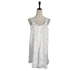 Eileen West Nightgown Cotton White Rose Floral Eyelet Cottagecore Prairie Small
